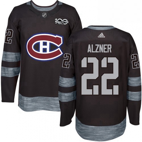 Mens Adidas Montreal Canadiens 22 Karl Alzner Authentic Black 1917 2017 100th Anniversary NHL Jersey