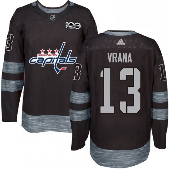 Mens Adidas Washington Capitals 13 Jakub Vrana Authentic Black 1917 2017 100th Anniversary NHL Jerse