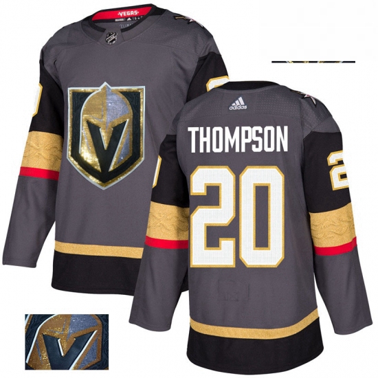 Mens Adidas Vegas Golden Knights 20 Paul Thompson Authentic Gray Fashion Gold NHL Jersey