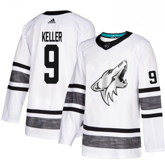 Mens Adidas Arizona Coyotes 9 Clayton Keller White 2019 All Star Game Parley Authentic Stitched NHL 