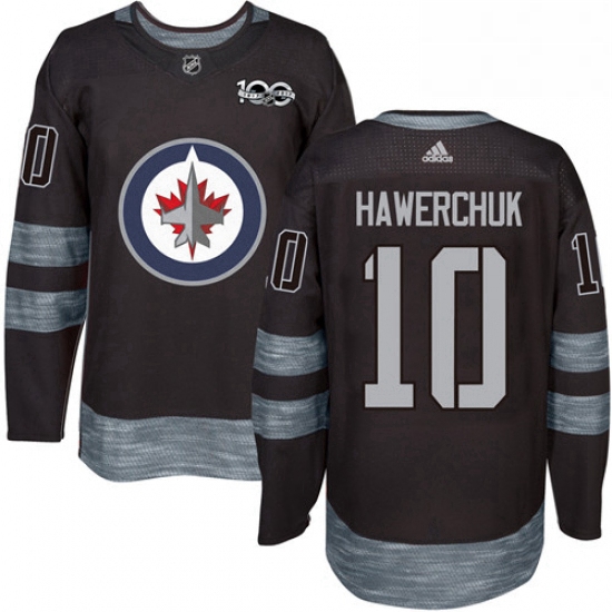 Mens Adidas Winnipeg Jets 10 Dale Hawerchuk Premier Black 1917 2017 100th Anniversary NHL Jersey