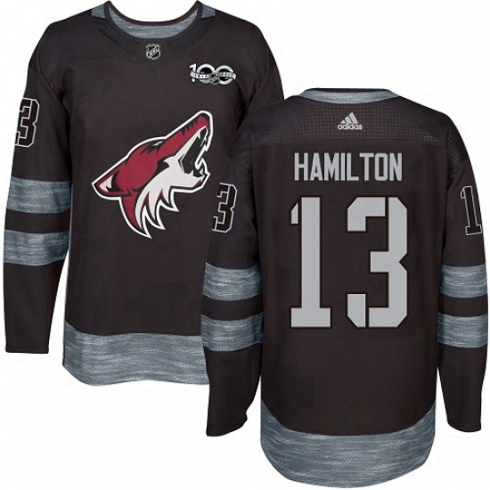 Mens Adidas Arizona Coyotes 13 Freddie Hamilton Authentic Black 1917 2017 100th Anniversary NHL Jers