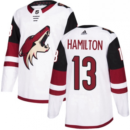 Mens Adidas Arizona Coyotes 13 Freddie Hamilton Authentic White Away NHL Jersey