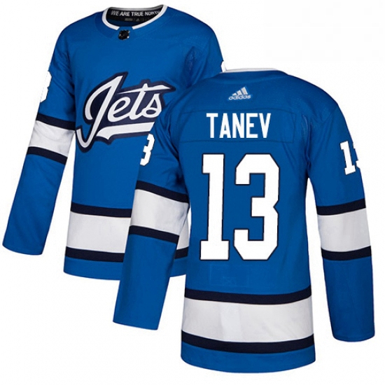 Mens Adidas Winnipeg Jets 13 Brandon Tanev Authentic Blue Alternate NHL Jersey