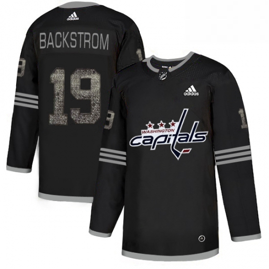 Mens Adidas Washington Capitals 19 Nicklas Backstrom Black 1 Authentic Classic Stitched NHL Jersey