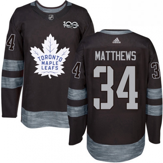 Mens Adidas Toronto Maple Leafs 34 Auston Matthews Authentic Black 1917 2017 100th Anniversary NHL J