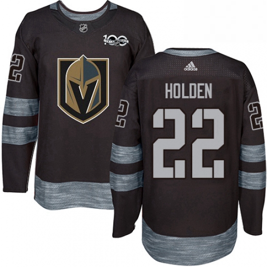 Mens Adidas Vegas Golden Knights 22 Nick Holden Authentic Black 1917 2017 100th Anniversary NHL Jers