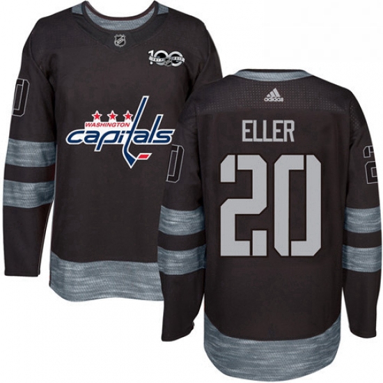 Mens Adidas Washington Capitals 20 Lars Eller Authentic Black 1917 2017 100th Anniversary NHL Jersey