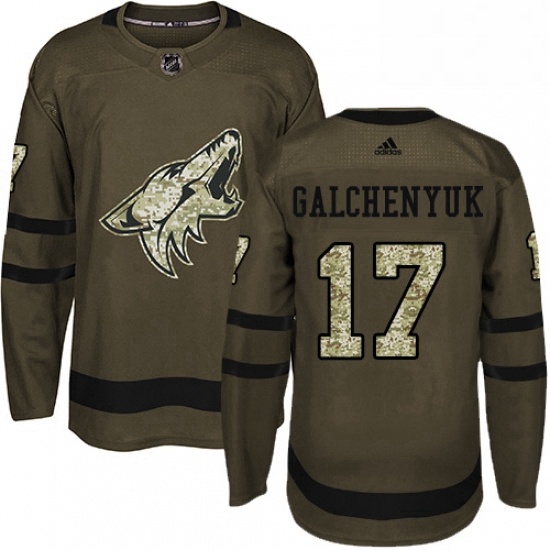 Mens Adidas Arizona Coyotes 17 Alex Galchenyuk Green Salute to S