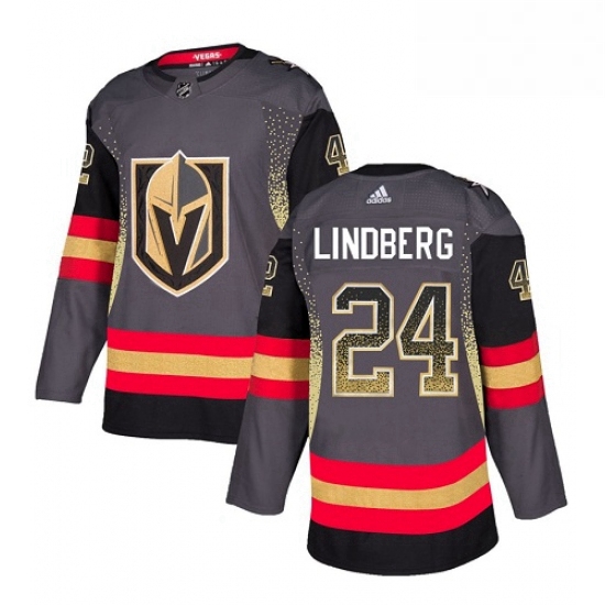 Mens Adidas Vegas Golden Knights 24 Oscar Lindberg Authentic Black Drift Fashion NHL Jersey