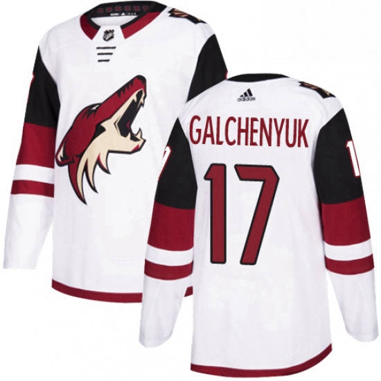 Mens Adidas Arizona Coyotes 17 Alex Galchenyuk White Road Authentic Stitched NHL Jersey