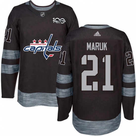 Mens Adidas Washington Capitals 21 Dennis Maruk Authentic Black 1917 2017 100th Anniversary NHL Jers