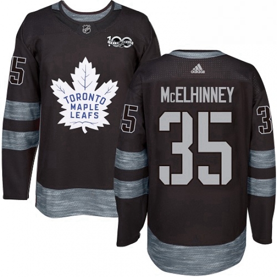 Mens Adidas Toronto Maple Leafs 35 Curtis McElhinney Authentic Black 1917 2017 100th Anniversary NHL