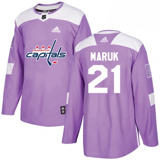 Mens Adidas Washington Capitals 21 Dennis Maruk Authentic Purple Fights Cancer Practice NHL Jersey