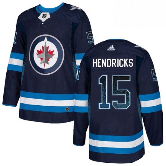 Mens Adidas Winnipeg Jets 15 Matt Hendricks Authentic Navy Blue Drift Fashion NHL Jersey