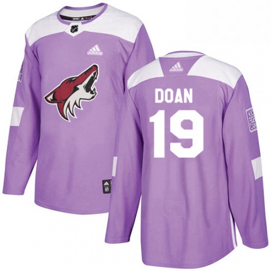 Mens Adidas Arizona Coyotes 19 Shane Doan Authentic Purple Fights Cancer Practice NHL Jersey