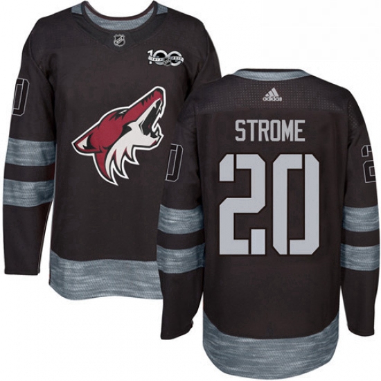 Mens Adidas Arizona Coyotes 20 Dylan Strome Authentic Black 1917 2017 100th Anniversary NHL Jersey