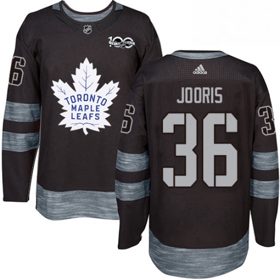 Mens Adidas Toronto Maple Leafs 36 Josh Jooris Authentic Black 1917 2017 100th Anniversary NHL Jerse