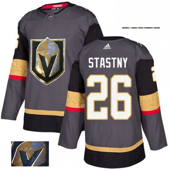 Mens Adidas Vegas Golden Knights 26 Paul Stastny Authentic Gray Fashion Gold NHL Jersey