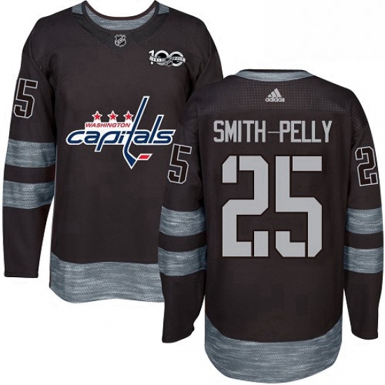 Mens Adidas Washington Capitals 25 Devante Smith Pelly Authentic Black 1917 2017 100th Anniversary N