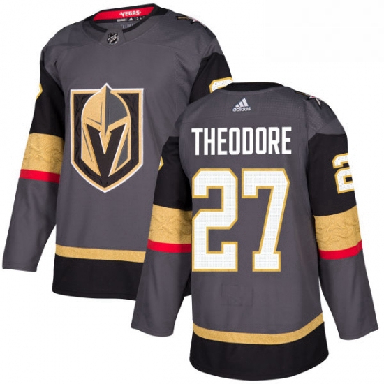 Mens Adidas Vegas Golden Knights 27 Shea Theodore Premier Gray Home NHL Jersey