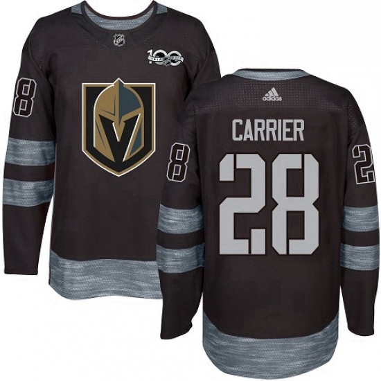 Mens Adidas Vegas Golden Knights 28 William Carrier Authentic Black 1917 2017 100th Anniversary NHL 