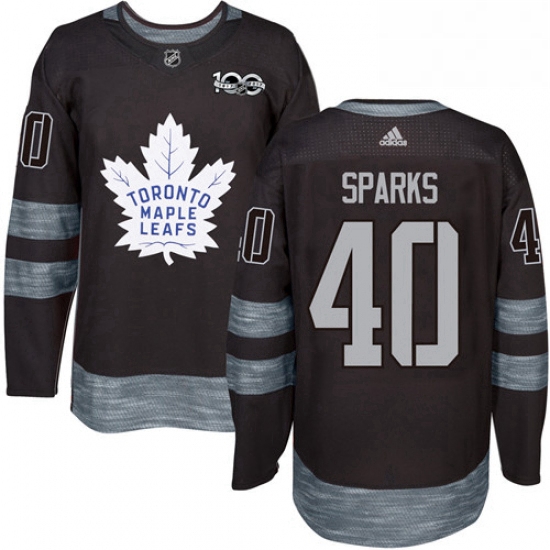 Mens Adidas Toronto Maple Leafs 40 Garret Sparks Authentic Black 1917 2017 100th Anniversary NHL Jer