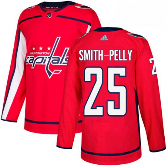 Mens Adidas Washington Capitals 25 Devante Smith Pelly Authentic Red Home NHL Jersey