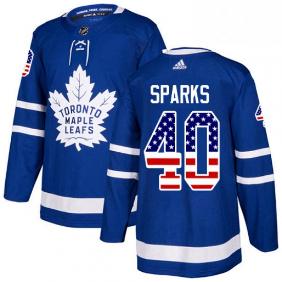 Mens Adidas Toronto Maple Leafs 40 Garret Sparks Authentic Royal Blue USA Flag Fashion NHL Jersey