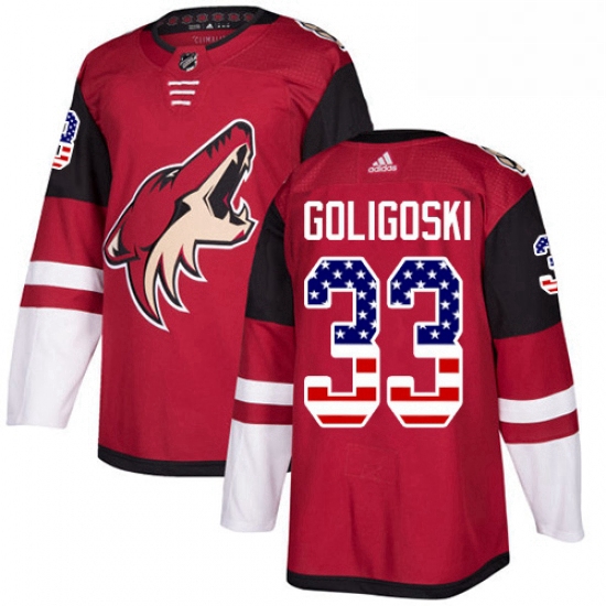 Mens Adidas Arizona Coyotes 33 Alex Goligoski Authentic Red USA Flag Fashion NHL Jersey