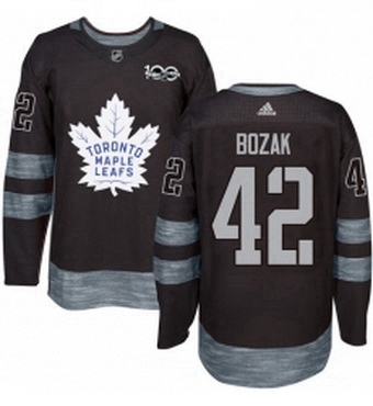 Mens Adidas Toronto Maple Leafs 42 Tyler Bozak Authentic Black 1917 2017 100th Anniversary NHL Jerse