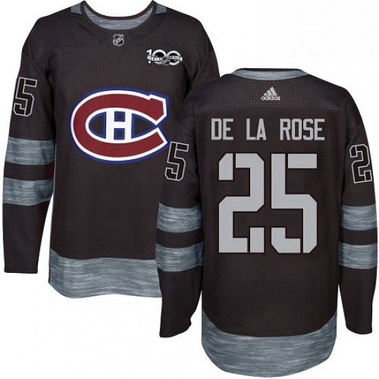 Mens Adidas Montreal Canadiens 25 Jacob de la Rose Authentic Black 1917 2017 100th Anniversary NHL J