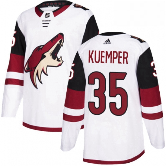 Mens Adidas Arizona Coyotes 35 Darcy Kuemper Authentic White Away NHL Jersey