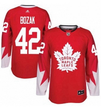 Mens Adidas Toronto Maple Leafs 42 Tyler Bozak Authentic Red Alternate NHL Jersey