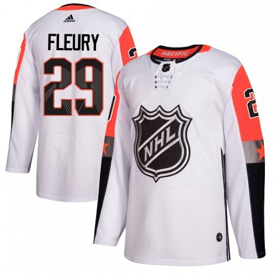 Mens Adidas Vegas Golden Knights 29 Marc Andre Fleury Authentic White 2018 All Star Pacific Division