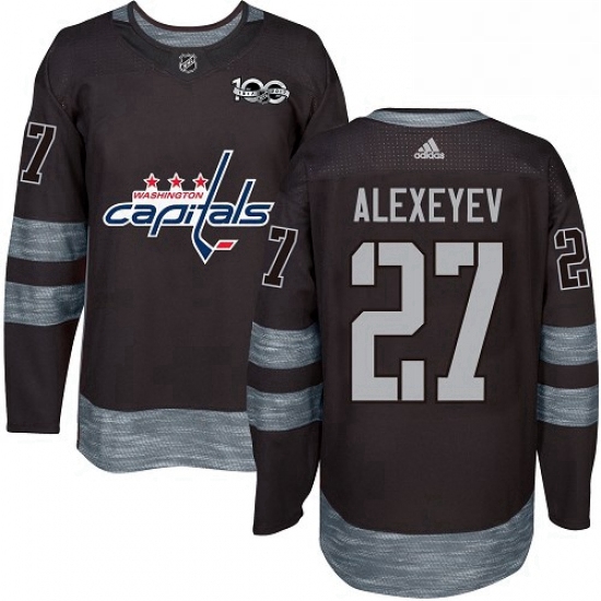 Mens Adidas Washington Capitals 27 Alexander Alexeyev Authentic Black 1917 2017 100th Anniversary NH