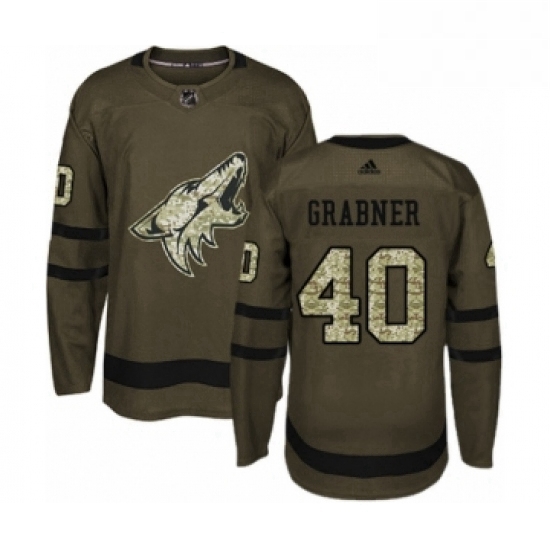 Mens Adidas Arizona Coyotes 40 Michael Grabner Authentic Green Salute to Service NHL Jersey