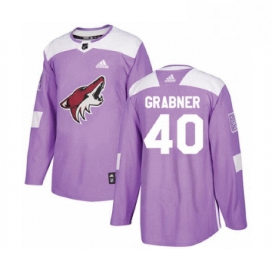 Mens Adidas Arizona Coyotes 40 Michael Grabner Authentic Purple Fights Cancer Practice NHL Jersey