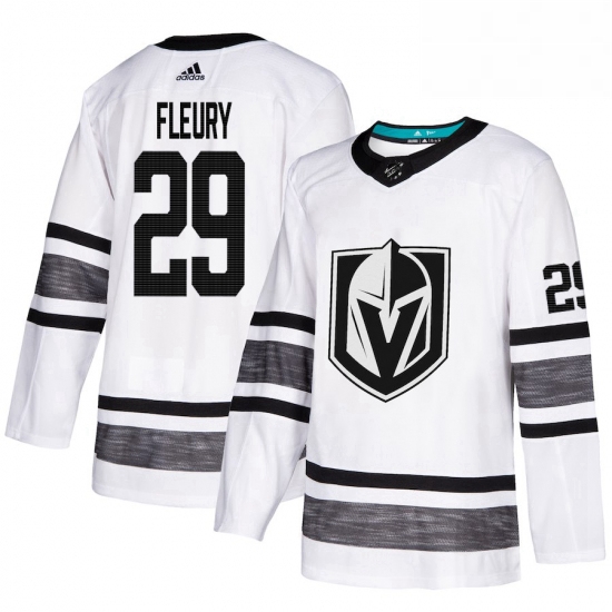 Mens Adidas Vegas Golden Knights 29 Marc Andre Fleury White 2019 All Star Game Parley Authentic Stit