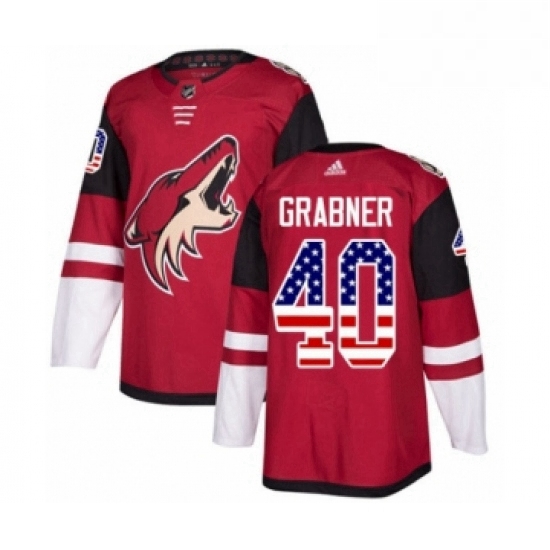 Mens Adidas Arizona Coyotes 40 Michael Grabner Authentic Red USA Flag Fashion NHL Jersey