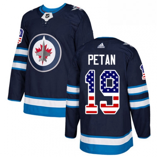 Mens Adidas Winnipeg Jets 19 Nic Petan Authentic Navy Blue USA Flag Fashion NHL Jersey