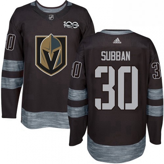 Mens Adidas Vegas Golden Knights 30 Malcolm Subban Authentic Black 1917 2017 100th Anniversary NHL J