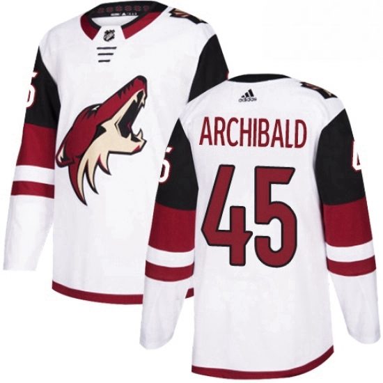 Mens Adidas Arizona Coyotes 45 Josh Archibald Authentic White Away NHL Jersey