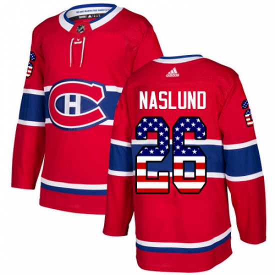 Mens Adidas Montreal Canadiens 26 Mats Naslund Authentic Red USA Flag Fashion NHL Jersey