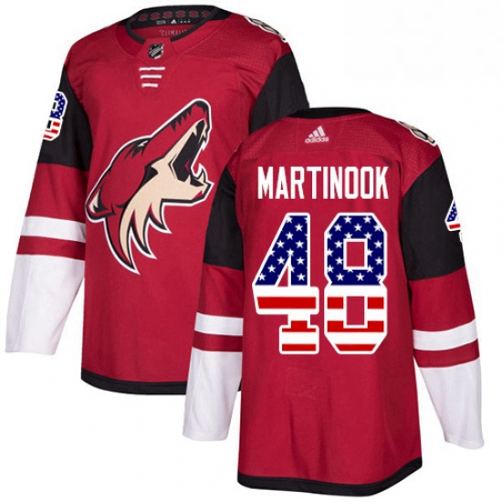 Mens Adidas Arizona Coyotes 48 Jordan Martinook Authentic Red USA Flag Fashion NHL Jersey