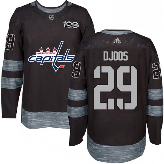 Mens Adidas Washington Capitals 29 Christian Djoos Authentic Black 1917 2017 100th Anniversary NHL J