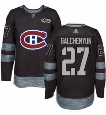 Mens Adidas Montreal Canadiens 27 Alex Galchenyuk Authentic Black 1917 2017 100th Anniversary NHL Je