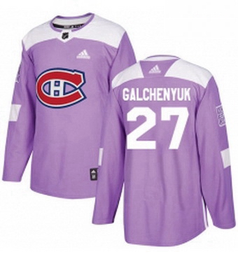 Mens Adidas Montreal Canadiens 27 Alex Galchenyuk Authentic Purple Fights Cancer Practice NHL Jersey