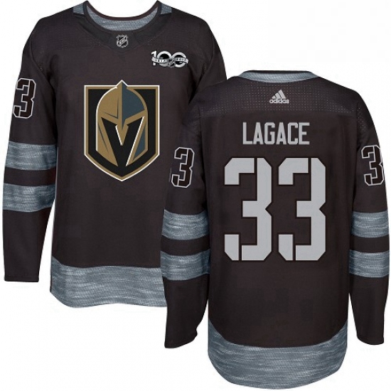 Mens Adidas Vegas Golden Knights 33 Maxime Lagace Authentic Black 1917 2017 100th Anniversary NHL Je