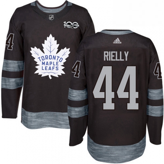 Mens Adidas Toronto Maple Leafs 44 Morgan Rielly Authentic Black 1917 2017 100th Anniversary NHL Jer